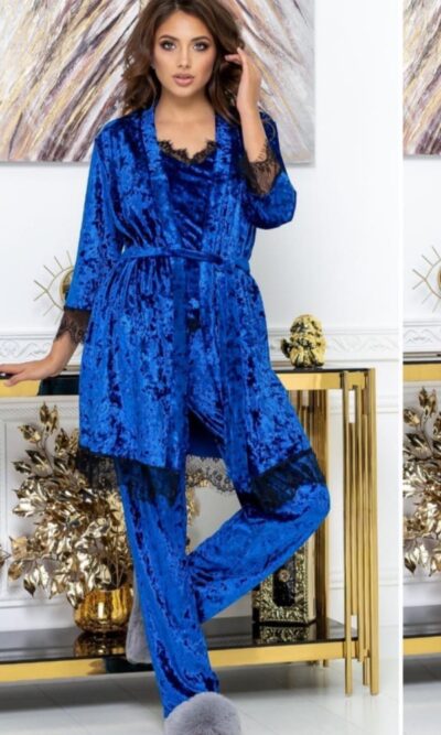 Комплект жіночий 3-ка, домашній, піжама з брюками + халат, від 44 до 50 р,