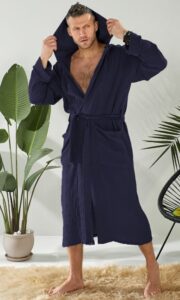 Халат чоловічий, від 48 до 58р, легкий муслін, з капюшоном, подовжений