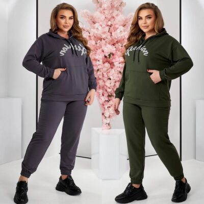 Костюм жіночий спортивний, від 52 до 62р, легка двонитка, з капюшоном