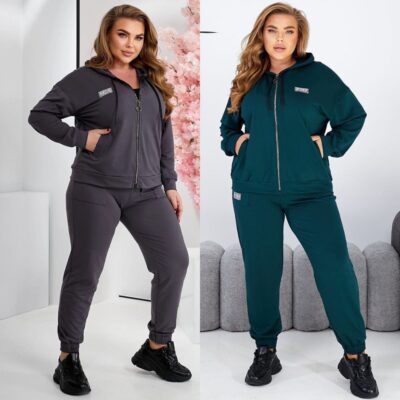 Костюм жіночий спортивний, від 52 до 62р, кофта на блискавці, з капюшоном