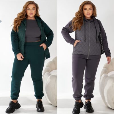 Костюм жіночий, від 48 до 58 р, теплий на флісі, куртка з вставкою плащівка