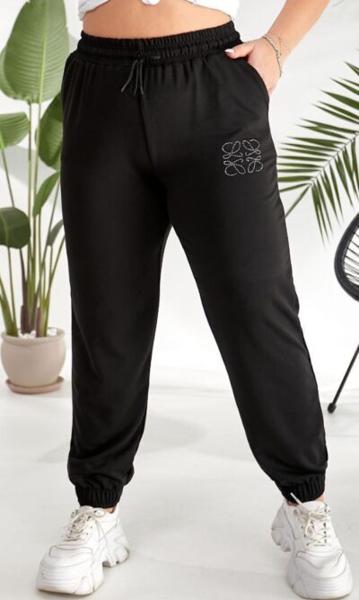 Штани жіночі, спортивні, від 48 до 58р, двонитка, декоровані камінцями