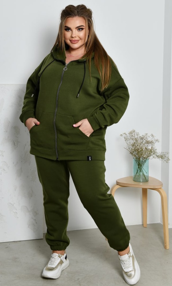 Костюм жіночий, теплий на флісі, від 48 до 66 р, з капюшоном, на блискавці