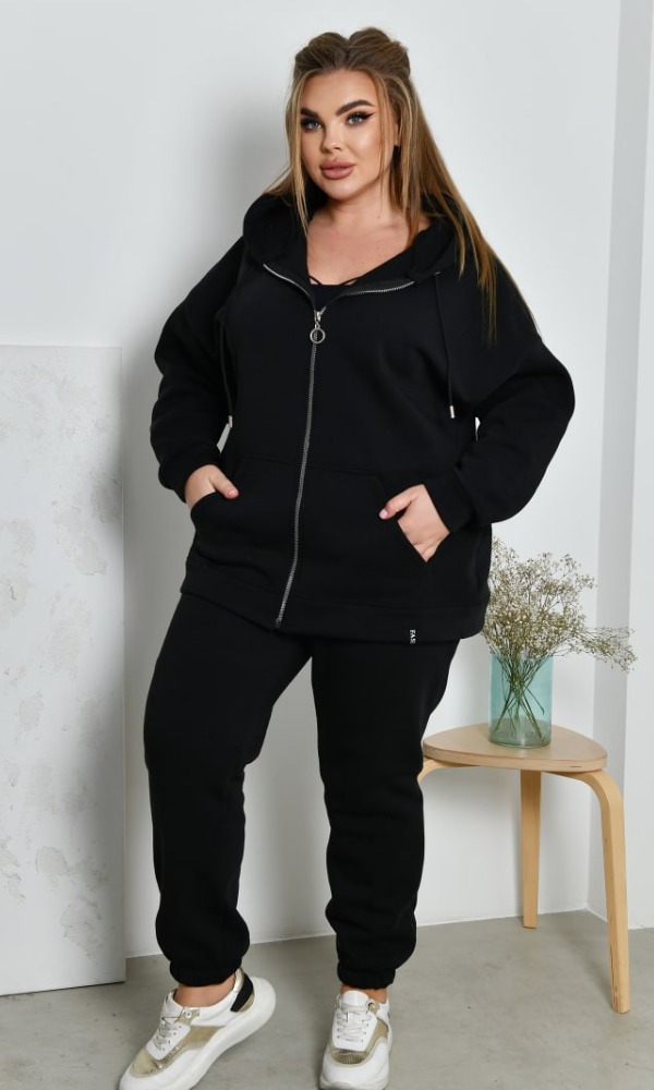 Костюм жіночий, теплий на флісі, від 48 до 66 р, з капюшоном, на блискавці