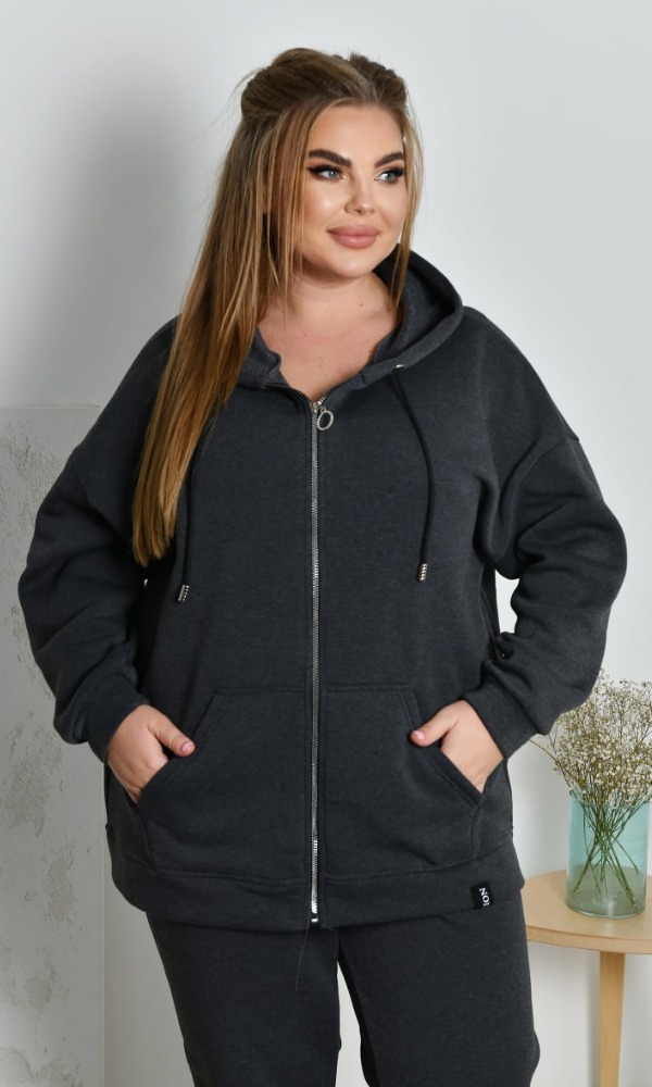 Костюм жіночий, теплий на флісі, від 48 до 66 р, з капюшоном, на блискавці