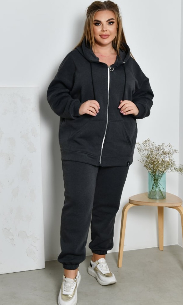 Костюм жіночий, теплий на флісі, від 48 до 66 р, з капюшоном, на блискавці