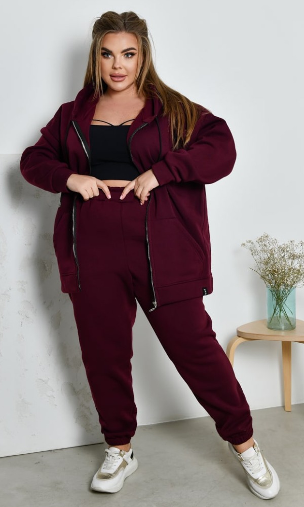 Костюм жіночий, теплий на флісі, від 48 до 66 р, з капюшоном, на блискавці