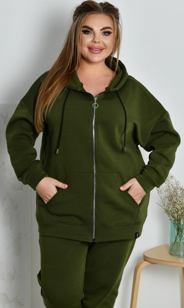 Костюм жіночий, теплий на флісі, від 48 до 66 р, з капюшоном, на блискавці