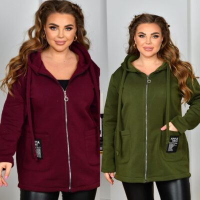 Кофта жіноча, тепла, від 48 до 66р, з капюшоном, на блискавці