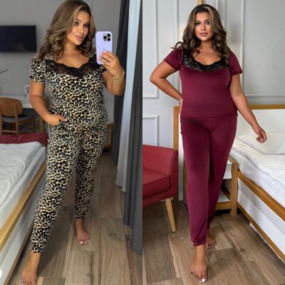 Комплект жіночий, домашній, від 48 до 58 р, піжама штани та кофта, оксамитовий, з мереживом