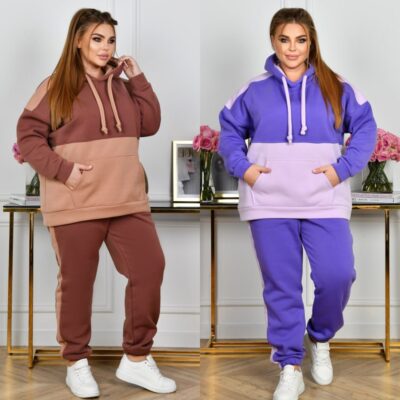 Костюм жіночий, теплий на флісі, від 52 до 66 р, з капюшоном