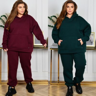 Костюм жіночий, теплий на флісі, від 52 до 66 р, з капюшоном