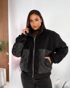 Куртка жіноча, від 48 до 64р, стьобана плащівка та штучне хутро тедді