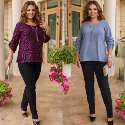 Костюм жіночий брючний, від 50 до 64р, блуза з вставкою з гіпюру