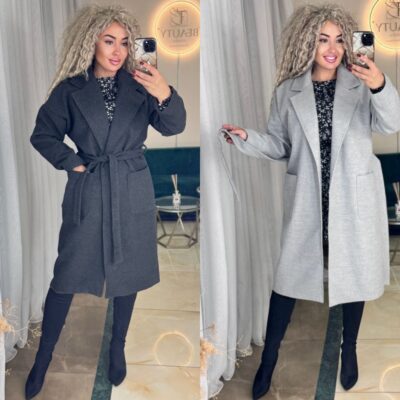 Пальто жіноче, кашемірове, подовжене, на запах