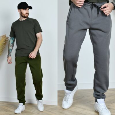 Штани чоловічі, спортивні, теплі на флісі, на манжеті, від 48 до 66р