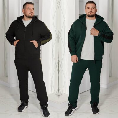 Костюм чоловічий спортивний, від 50 до 60р, тепла тринитка на флісі, з капюшоном