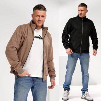Бомбер чоловічий, на блискавці, замшевий, з підкладом
