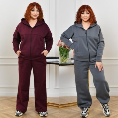 Костюм жіночий, від 48 до 66р, тринитка на флісі, з капюшоном