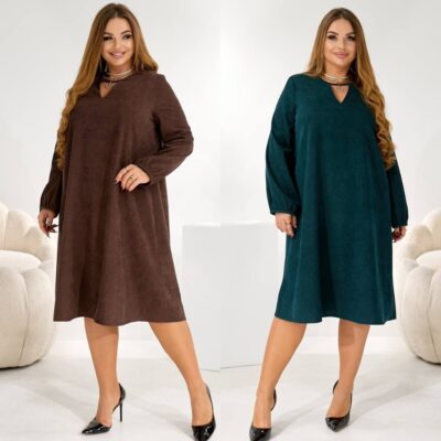 Сукня жіноча, вельветова, від 48 до 62р, фасон трапеція