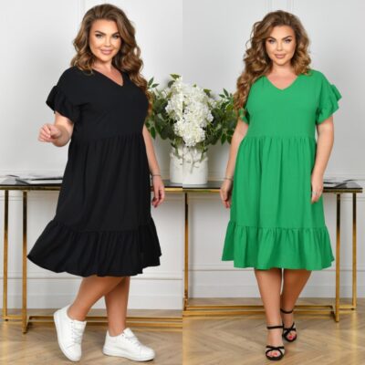 Сукня жіноча, легка, повсякденна, з воланом (р. 48-66)