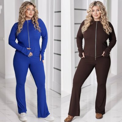 Костюм жіночий брючний, від 50 до 64р, трикотаж рубчик