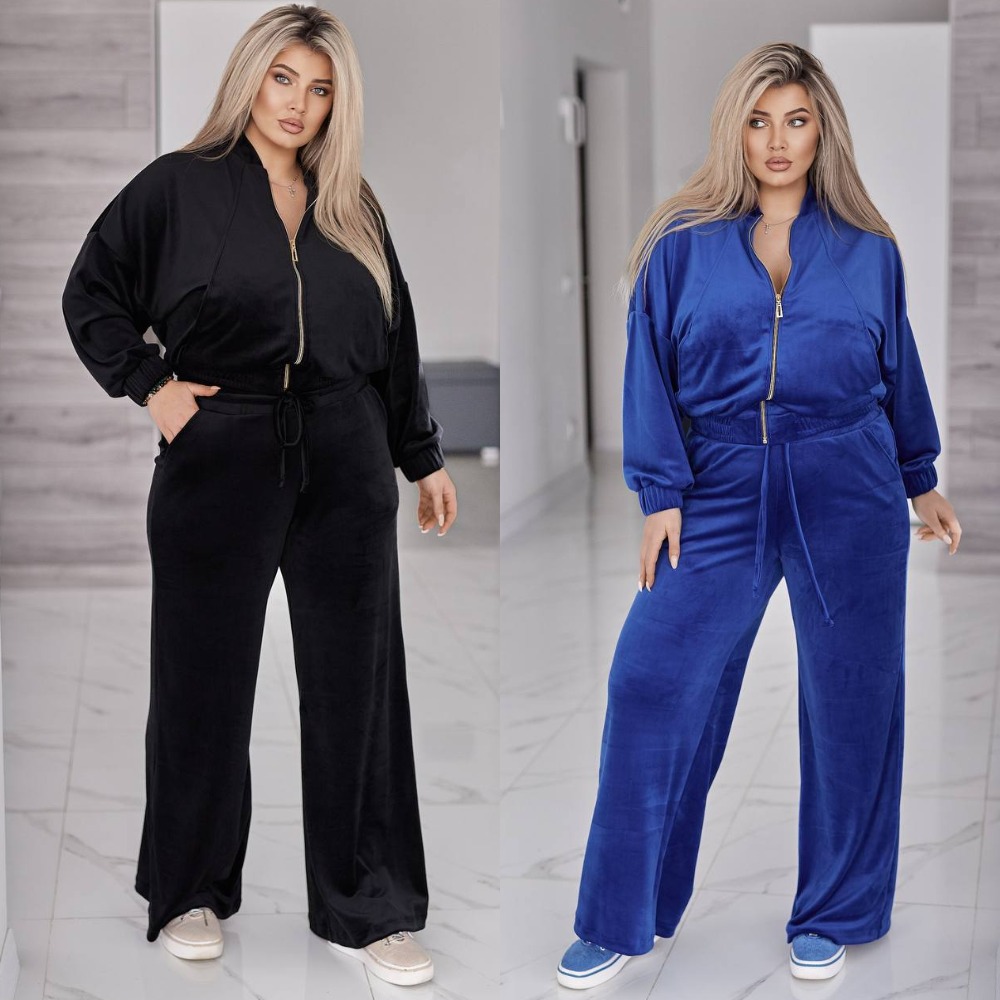 Костюм жіночий, велюровий, від 50 до 64р, кофта oversize та широкі штани