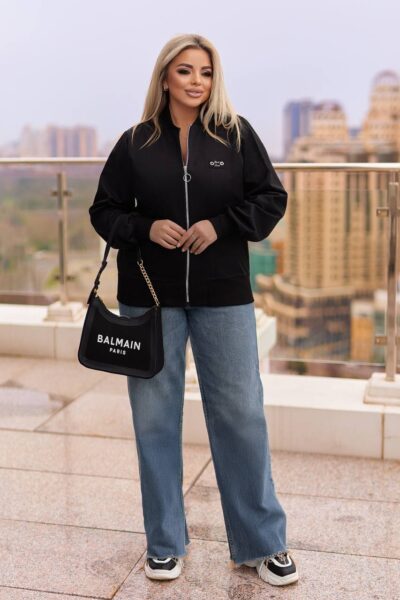 Куртка-бомбер жіноча, весняний, повсякденний, джинсовий