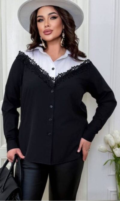 Блуза жіноча, повсякденна, офісна, з мереживом, (р. 48-62)