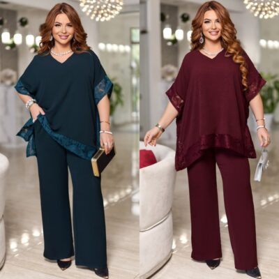 Костюм жіночий брючний, вільного крою, легкий, (р. 50-60)