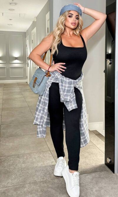 Комбінезон жіночий, брючний, еластичний, чорний (р. 48-58)