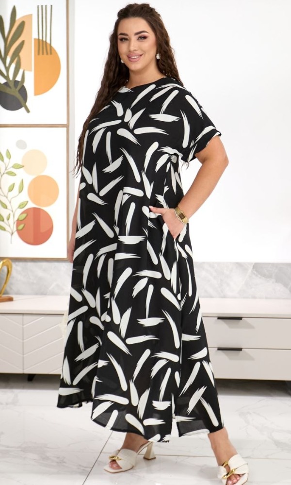 Сукня жіноча, літня, з креп-жатки, стильна, (р. 48-64)