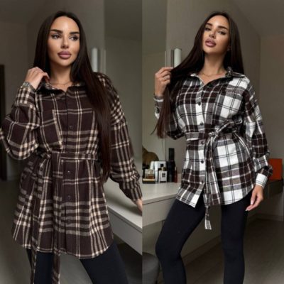 Сорочка жіноча, кашемірова, у клітину, осіння, (р.one size )